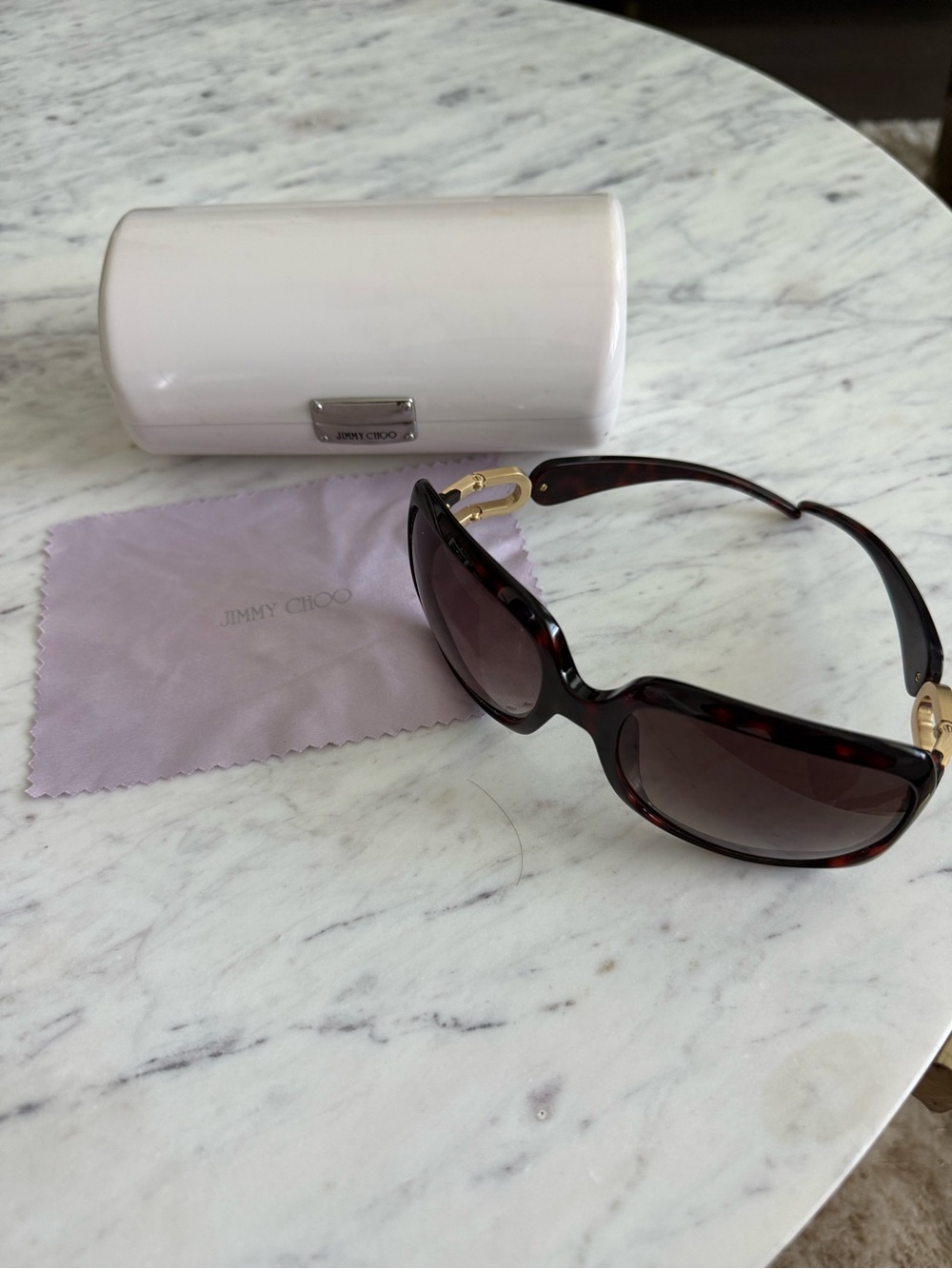 Jimmy Choo Marge Tortoiseshell Sunglasses with Gold Accents and Gradient lenses